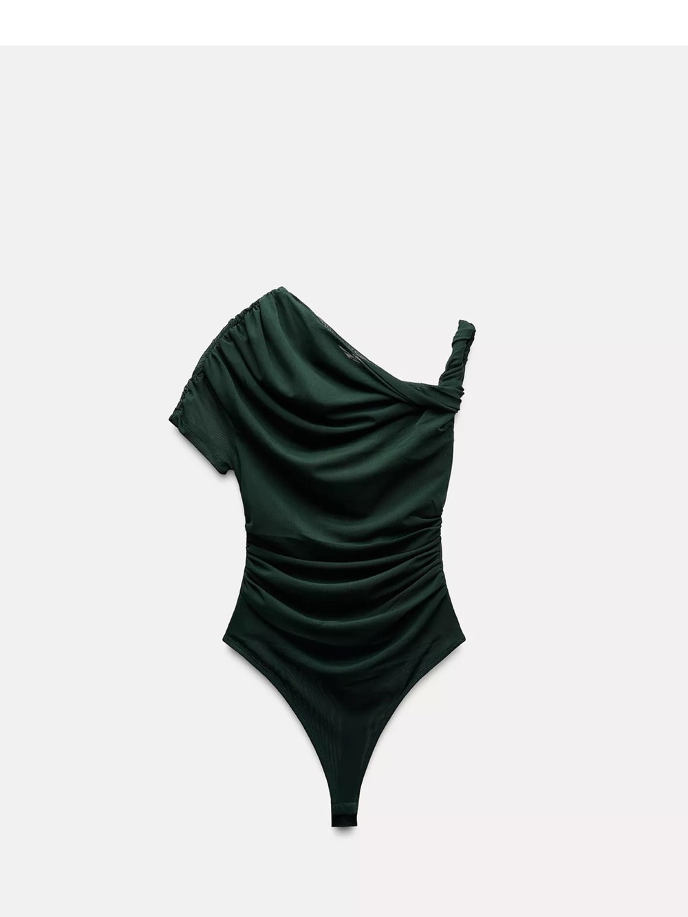 Zara One-Shoulder Dark Green Mesh Bodyusit